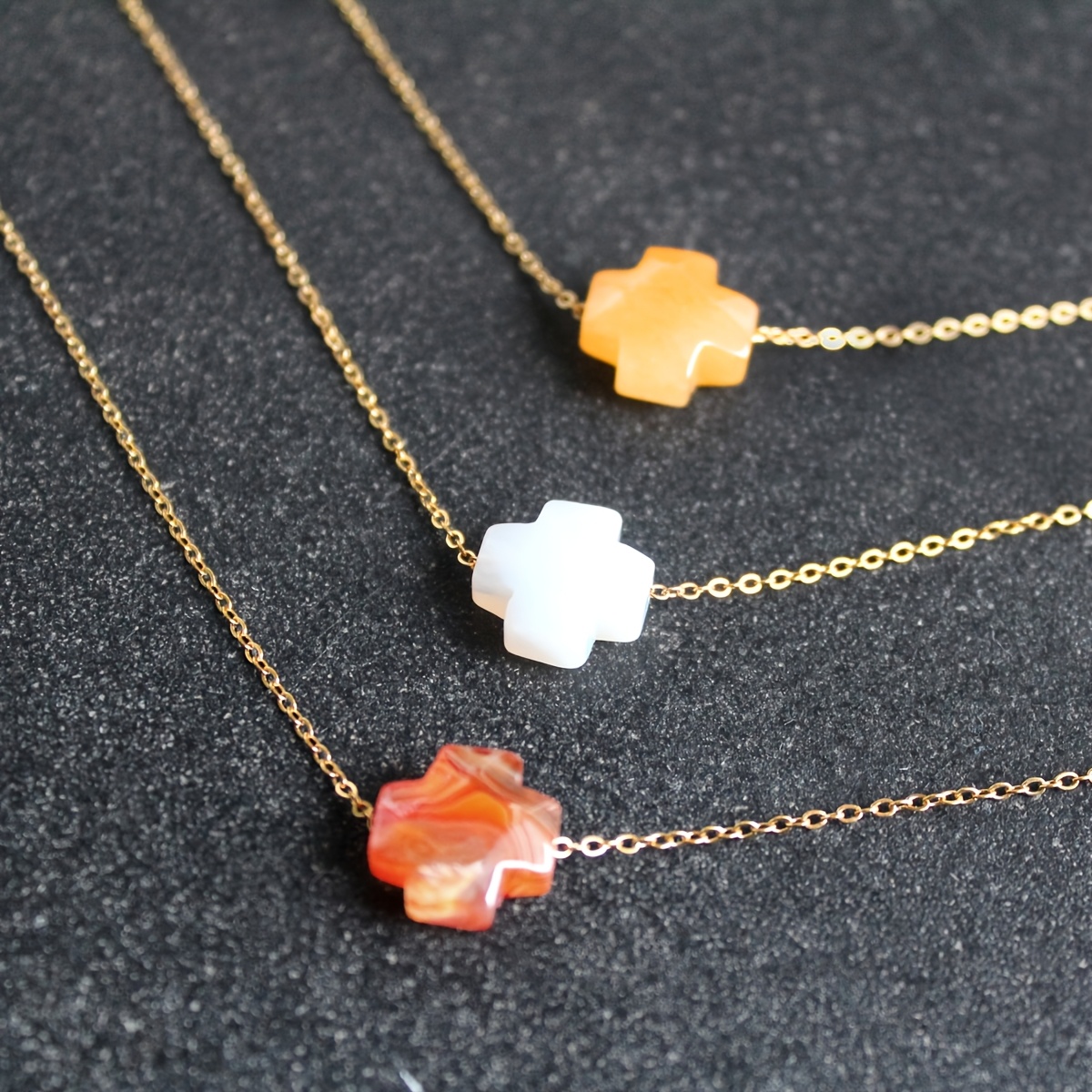 Women's Vintage Natural Agate Cross Necklace